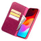 Qialino - iPhone 15 Plus - Leren bookcase hoes - Croco Roze