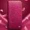 Qialino - iPhone 15 Plus - Leren bookcase hoes - Croco Roze