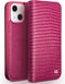 Qialino - lederen luxe bookcase hoes - Geschikt voor iPhone 13 - Croco Roze