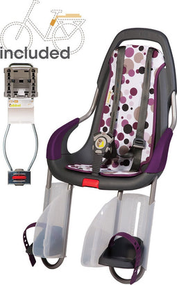 Qibbel ToGo - Fietsstoeltje Achter - Frame Bevestiging - antraciet/ Dots Purple
