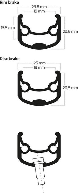 Qibbel Velg Andra 30 28/622 32g 14G CNC alu zwart