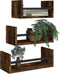 vidaXL - 3-delige - Wandschappenset - met - stangen - bewerkt - hout - gerookt - eiken