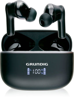 Grundig ANC+ENC - Draadloze Oordopjes - Noise Cancelling - Bluetooth 5.3 - Zwart - Oplaadcase met LED-Display