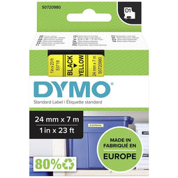 DYMO originele D1 labels | Zwarte Tekst op Geel Label | 24 mm x 7 m | Zelfklevende etiketten voor de LabelManager labelprinter | gemaakt in Europa