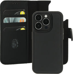 Mobiparts iPhone 15 Pro - Leather 2 in 1 Wallet Case - Uitneembare backcover MagSafe - Zwart