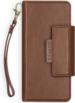 Selencia Hoesje Geschikt voor Samsung Galaxy S10 Hoesje Met Pasjeshouder - Selencia Surya 2-in-1 Uitneembare Vegan Lederen Bookcase - Bruin