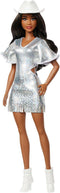 Mattel Barbie Fashionista - Cowgirl Look-pop - Zilveren jurk met cowboyhoed en laarzen - Meerkleurig