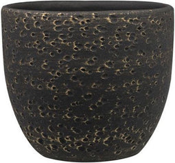 Ter Steege Plantenpot/Bloempot Lava Stone - zwart - D21 x H19 cm - binnen