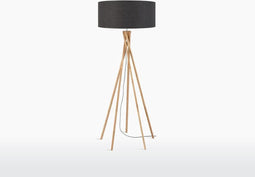 GOOD&MOJO Vloerlamp Kilimanjaro - Donkergrijs/Bamboe - Ø60cm - Scandinavisch,Bohemian - Staande lampen voor Woonkamer - Slaapkamer