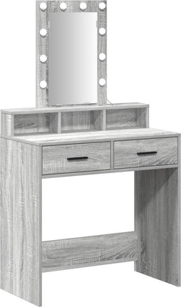 vidaXL - Make-uptafel - met - LED-verlichting - in - Grijs - Sonoma - - - 79x41x140 - cm