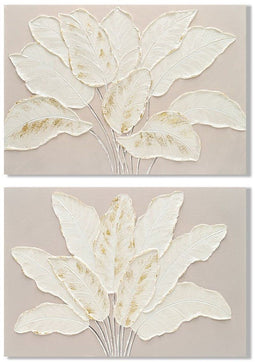 Esprit - Schilderij - Handgeverfd Lakens Cottage - Wit Beige (2 stuks)