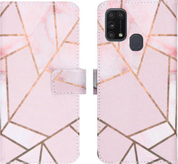 iMoshion Hoesje Geschikt voor Samsung Galaxy M31 Hoesje Met Pasjeshouder - iMoshion Design Softcase Bookcase - Goud / Roze / Pink Graphic
