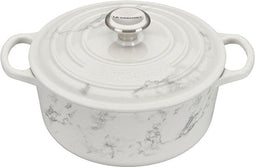 Le Creuset Signature - Braadpan - Geëmailleerd gietijzer - Wit Marmer - ø 24 cm / 4.2 Liter