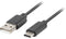 Lanberg CA-USBO-20CU-0010-BK - USB A naar USB C Kabel - 1 m - Zwart