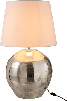 J-Line Lampvoet Arya - metaal/textiel - zilver/wit