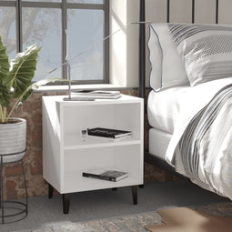 Nachtkastjes 2 st met metalen poten 40x30x50 cm wit
