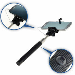 Selfiemaker met klemhouder, telescopisch uitschuifbaar met ontkoppelingskop voor smartphone en Actio