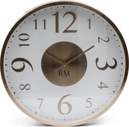 Riviera Maison Klok Goud - Venosa Ronde Wandklok met Cijfers - Glas - (Ø)51