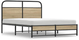 vidaXL - Bedframe - zonder - matras - bewerkt - hout - gerookt - eiken - 140x200 - cm