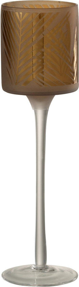 J-Line kaarshouder - theelichthouder op voet Safari - glas - beige - small