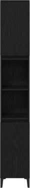 vidaXL - Badkamerkast - Zwart - Eiken - 30x30x190 - cm - Bewerkt - Hout