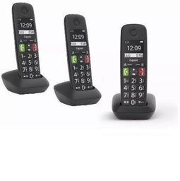 Gigaset E290R - DECT-telefoon - 3 handsets met geluids-boost en groot display - zwart (3 stuks)