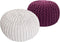 SVJ Poefs Rond - 55 x 55 x 37 cm - Katoen - Wit/Paars - Set van 2