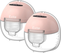 Evite Borstkolf Slim - Draadloos - Dubbele Borstkolf - BPA-Vrij - Roze (2 stuks)