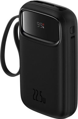 Baseus 10.000 mAh Powerbank | Fast Charge 20W USB-C & USB-A | Reisformaat Met Display Zwart | Universele Powerbank Geschikt voor o.a. Samsung / iPhone | Geintegreerde USB-C en Lightning Kabel