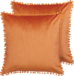 AERANGIS - Sierkussen set van 2 - Oranje - 45 x 45 cm - Fluweel