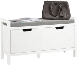 SoBuy FSR63-II-W - Entreebank - Witte schoenenkast met opbergbank - 91 cm breed