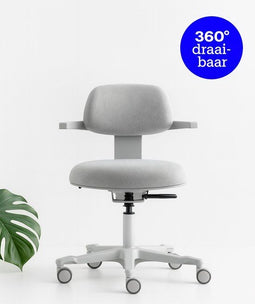 Backerz Ergonomische Werkkruk - Bureaukruk - Verstelbare zithoogte 60-80 cm - Wit