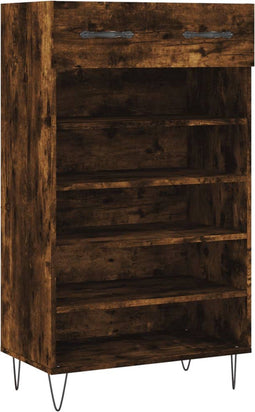 vidaXL - Schoenenkast - 60x35x105 - cm - bewerkt - hout - gerookt - eikenkleurig