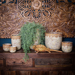 PTMD Callie Ronde Bloempot - H50 x Ø28,5 cm - Cement - Wit