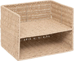 5Five Lectuurbak/documenten opbergbak - naturel koord - metaal/touw - L32 x B24 x H25 cm - Kantoorbenodigdheden - Bureau-accessoires