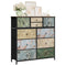 Woltu Ladekast met 10 Lades Vintage Bloemenmotief - Bruin - 100 x 100 x 30 cm