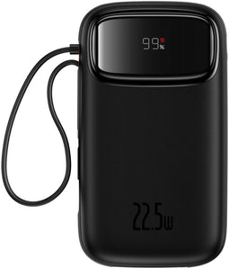 Baseus QPow2 - Powerbank 10000mAh - Ingebouwde USB-C/Lightning Kabel - Zwart