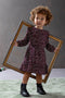 Flo - Jurkje - Geweven crepe met schouderdetails - Navy met off white en bordeaux (80)