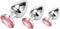 Small/Medium/Large roze - Set Fetish Masturbatie Seksspeeltje - Anale Butt Plug Haak - Anale Butt Plug met Transparant Kristal Diamant - Beginners - 27/33 MM