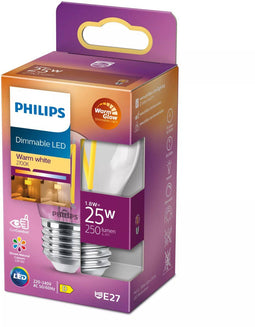 Philips LED Kogellamp Transparant - 25W - E27 - Dimbaar warmwit licht