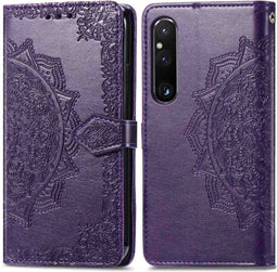 iMoshion Hoesje Geschikt voor Sony Xperia 1 V Hoesje Met Pasjeshouder - iMoshion Mandala Bookcase - Paars