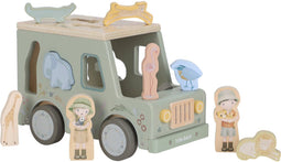 Little Dutch Vormenstoof LD7447 - Safari auto - Houten vormen met dierenblokjes - Multi