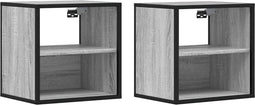 vidaXL - Nachtkastjes - 2st - wandgemonteerd - 40x31x39,5cm - grijs - sonoma - eiken