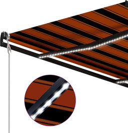 vidaXL - Luifel - uittrekbaar - met - windsensor - LED - 450x300 - cm - oranje - bruin