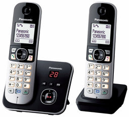 Panasonic KX-TG6822FRB - DECT-telefoon - 2 handsets met antwoordapparaat en nummerherkenning - zwart (2 stuks)