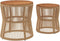 vidaXL Tuinbijzettafels 2 st met houten blad poly rattan beige