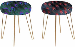 Voetensteun DKD Home Decor Gouden Metaal Lila Groen Plastic Multicolour 35 x 35 x 42 cm (2 Stuks)