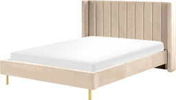 VILLETTE - Tweepersoonsbed - Beige - 160 x 200 cm - Fluweel