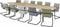 Vergadertafel Victory ellips 420x120 cm op 3 poten frame Wit (RAL9010) blad Noten Hickory