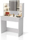 Juskys Zoey - Kaptafel - LED Spiegel 10 lampjes - Wit - 90x40x140 cm